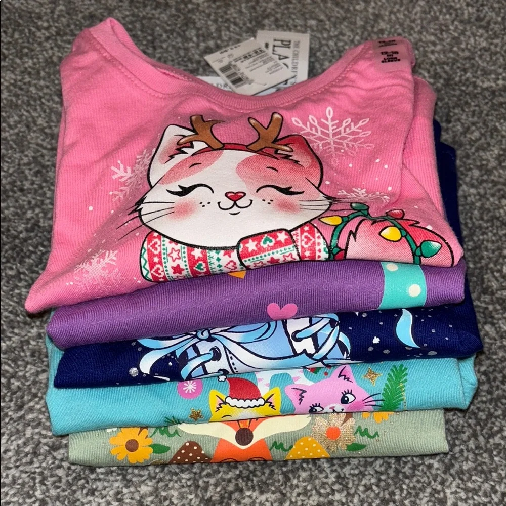 The Children's Place 5 long sleeve winter themed shirts in size 12-18 months